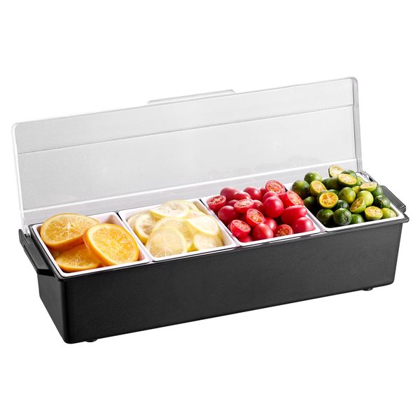 Chilled Condiment Server, 4 Compartment Ice Cooled Condiment Serving Container, Chilled Garnish Tray Bar Caddy with Lid, for Bartending & Serving Taco, Salad, Fruit, Home & Restaurant Supplies - Image 9