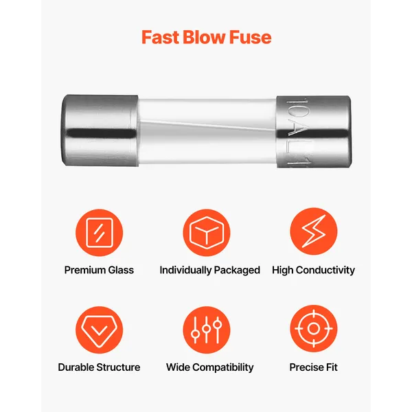Fast-Blow Glass Fuses Assortment Kit, 120 Pcs 125 Volt, 5 x 20 mm 1A 2A 3A 4A 5A 8A 10A, 3.6 x 10 mm 2.5A 3A 5A Tube Fuses, Suitable for Electrical Boxes, LED Strips, Electronics, Appliances - Image 5