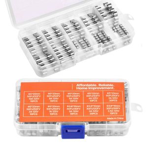 Fast-Blow Glass Fuses Assortment Kit, 120 Pcs 125 Volt, 5 x 20 mm 1A 2A 3A 4A 5A 8A 10A, 3.6 x 10 mm 2.5A 3A 5A Tube Fuses, Suitable for Electrical Boxes, LED Strips, Electronics, Appliances