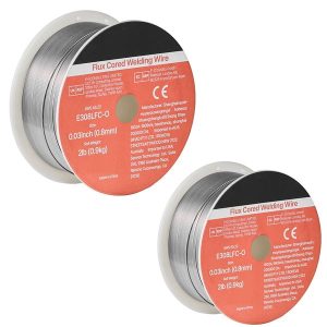 Flux Core MIG Welding Wire, E308LFC-O 0.03-inch 2 LBS, Gasless Stainless Steel Welding Wire with Low Spatter for All Position Arc Welding, Self-Shielded for Outdoor Use