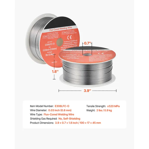 Flux Core MIG Welding Wire, E308LFC-O 0.03-inch 2 LBS, Gasless Stainless Steel Welding Wire with Low Spatter for All Position Arc Welding, Self-Shielded for Outdoor Use - Image 8