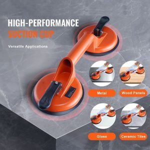 Glass Suction Cup, 4.7 2 Pack 330 lbs Load Capacity, Vacuum Suction Cup with Aluminum Handle, Heavy Duty Industrial Suction Cup Lifter Tool for Glass, Granite, Tile, Metal, Wood Panel Lifting