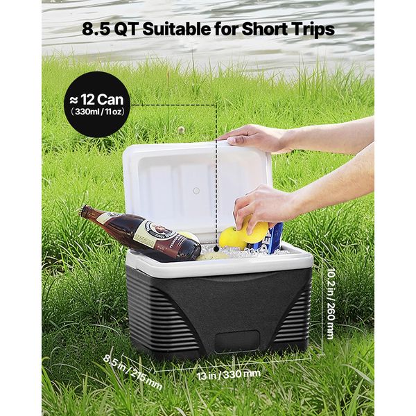 Portable Cooler, 8.5 QT Hard Cooler with Ice Retention and Heavy-Duty Handles, Lightweight Rigid Material Insulated Portable Cooler, Suitable for Family Picnics and Short Trips - Image 3