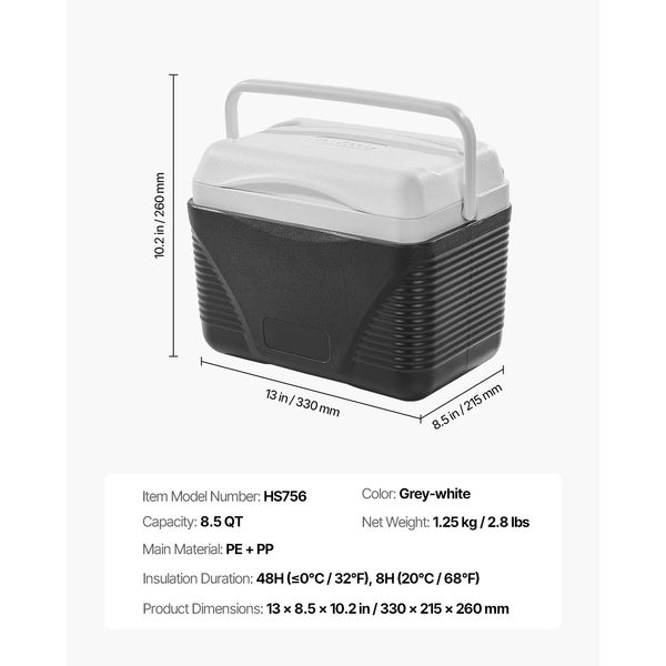 Portable Cooler, 8.5 QT Hard Cooler with Ice Retention and Heavy-Duty Handles, Lightweight Rigid Material Insulated Portable Cooler, Suitable for Family Picnics and Short Trips - Image 8