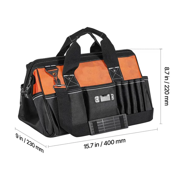 Tool Bag, 15.7 Inch, 33-Pocket Portable Tool Box Organizer Storage, Toolbox with Soft Handle, Large Zipper, Adjustable Shoulder Strap, Carrying Toolbag, for Men Women Dad Husband Fathers Day - Image 8