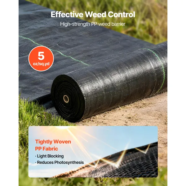 Weed Barrier Fabric Heavy Duty, 3x100FT 5oz Landscape Fabric, Woven Weed Blocker Fabrics, Garden Fabrics Weeds Barrier, Weeds Control Ground Cover, Geotextile Webbing, Gardening Mat, Black - Image 3