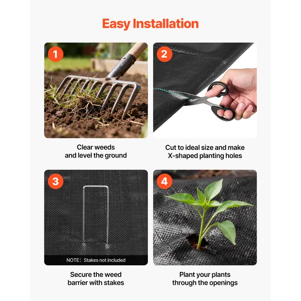 Weed Barrier Fabric Heavy Duty, 3x100FT 5oz Landscape Fabric, Woven Weed Blocker Fabrics, Garden Fabrics Weeds Barrier, Weeds Control Ground Cover, Geotextile Webbing, Gardening Mat, Black - Image 7