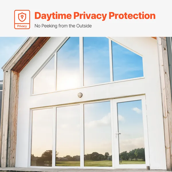 Window Privacy Film, One Way Window Tint, Daytime Mirror Reflective Heat Control Glass, Static Cling Sun Blocking, See out Not in Window Film for Home and Office, Black-Silver, 36 in x 6.5 ft - Image 4